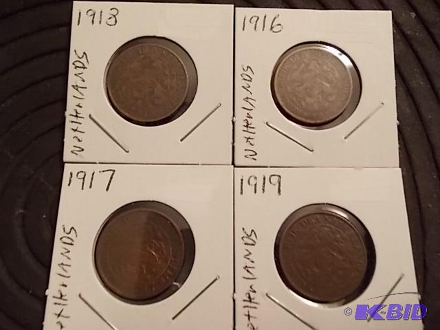 4-Old One Cent Coins From The Netherlands (19...