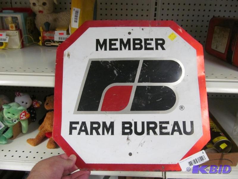 lot 4 image: Aluminum Farm Bureau & Stop Sign