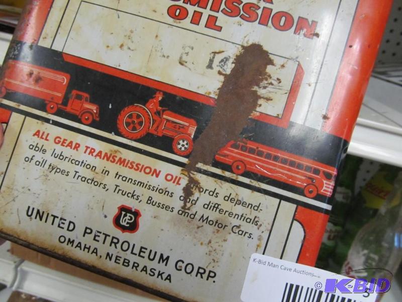 lot 5 image: Vintage 2 Gallon All Clear Tractor Transmission Fluid Metal Can