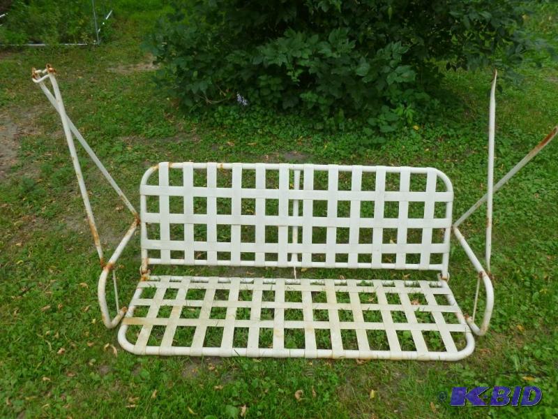 lot 10 image: Metal framed patio swing seat, measures 61&qu...
