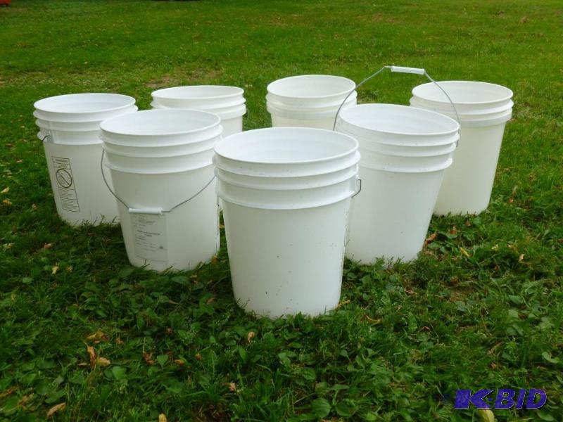 lot 22 image: Lot of seven - 5 gallon plastic pails with me...