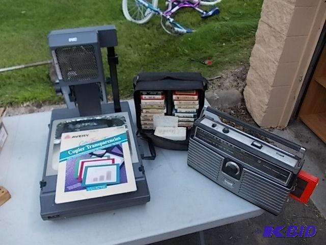 Overhead&nbspProjector, AMFM 8-Track Player...