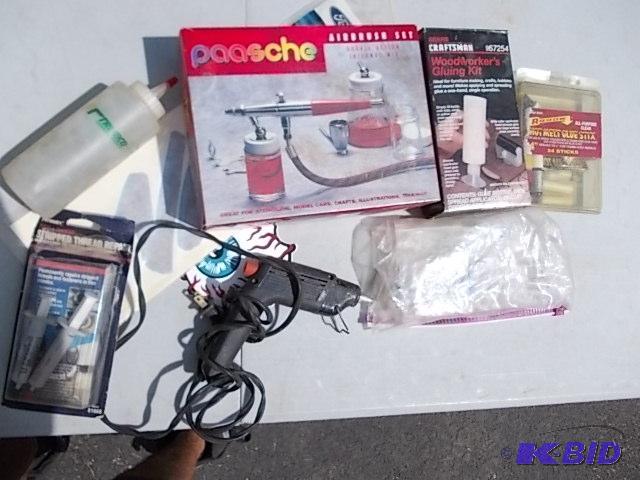 Air Brush Kit, Hot Glue Gun &amp Supplies...