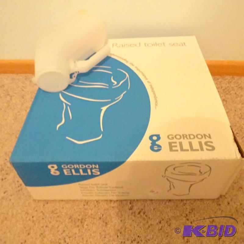Raised toilet seat. Urine bottle...