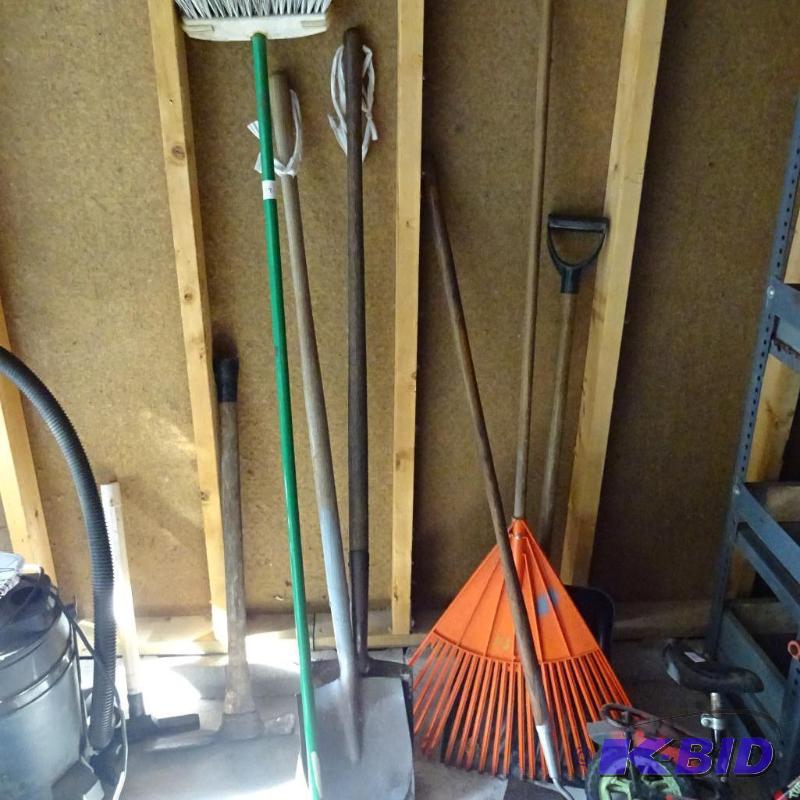 shovels. Rake and hoe. wash brush...