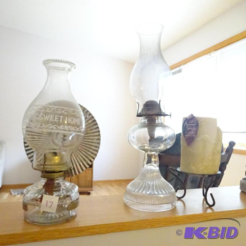 2 oil lamps. Pillar candle holder...