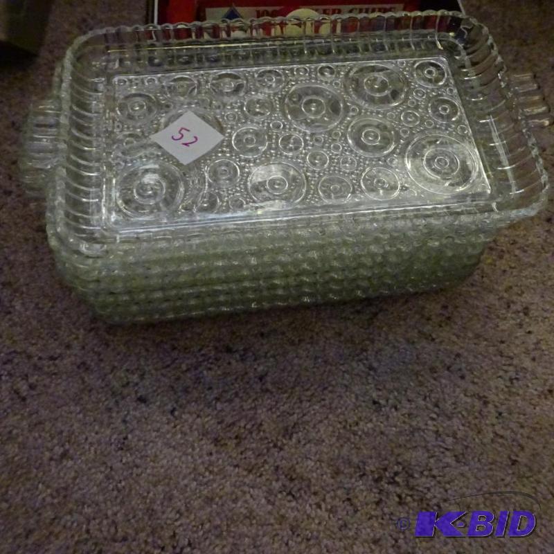 5 decorative glass snack trays...