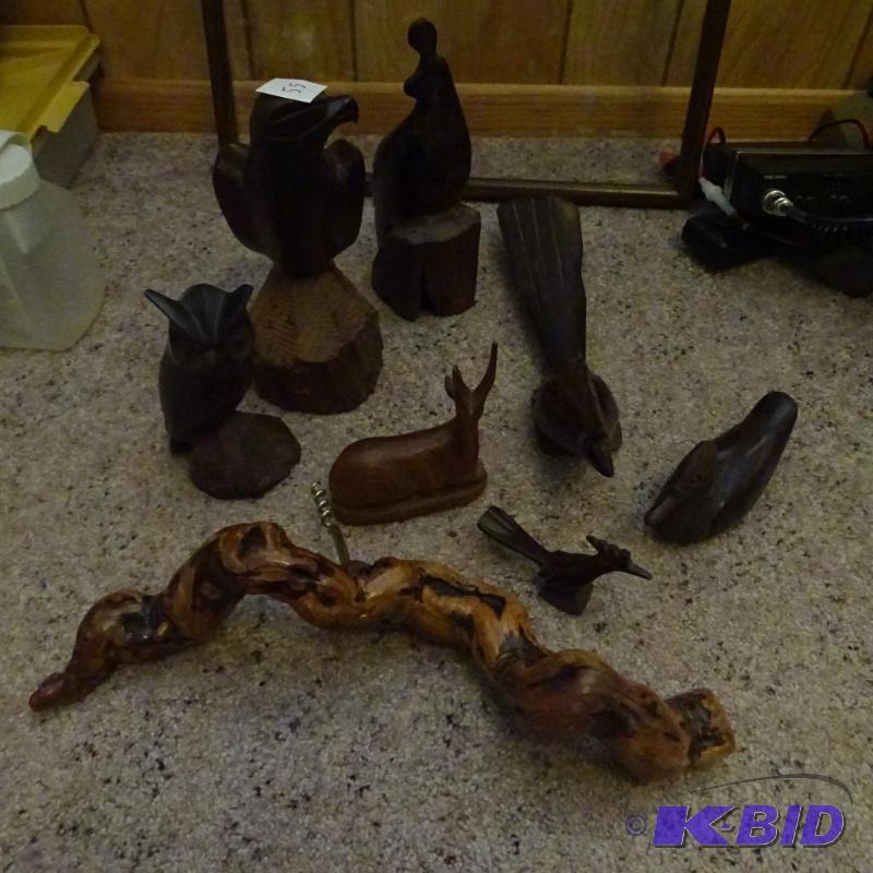 misc wood carved animals....