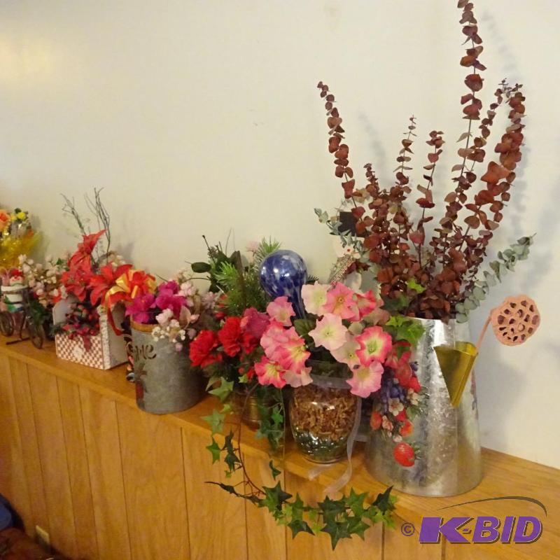 decorative flower arrangements and pots...