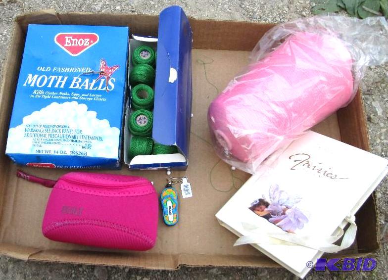 mixed lot of mothballs, green string, faries ...