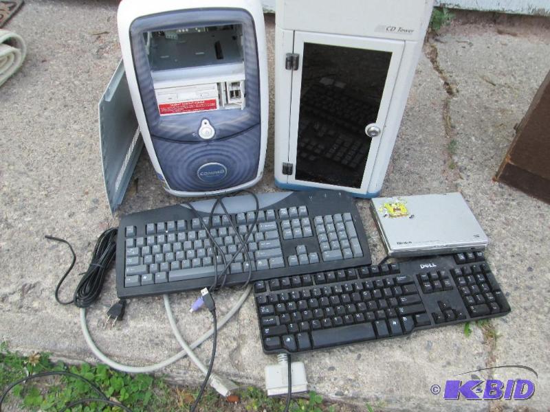 CD ROM tower, computer for parts, with 2 keyb...