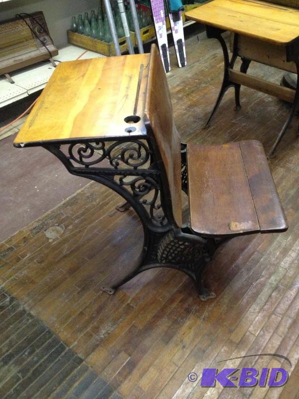 lot 131 image: Antique Row School Desk  Very nice condition,...