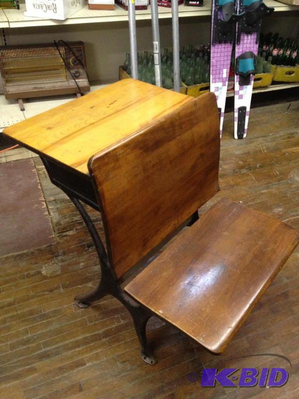 lot 132 image: Antique Row School Desk  Very nice condition,...