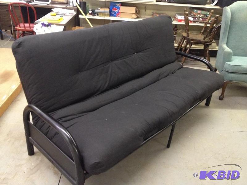 lot 138 image: Black Futon  Good Condition overall, no rips ...