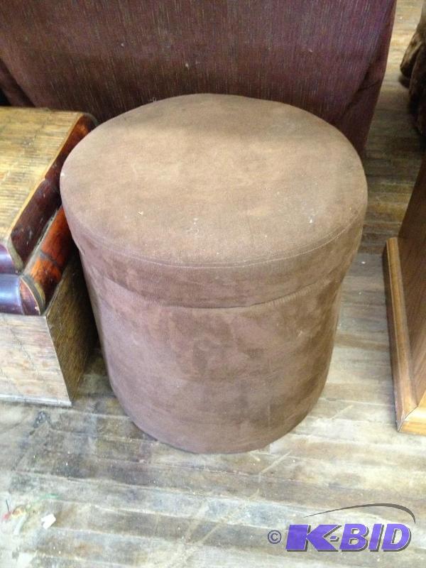 lot 151 image: Brown Micro Fiber Ottoman with Storage ...