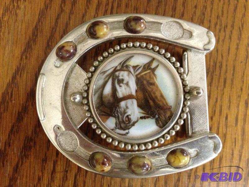 lot 155 image: Horseshoe Belt Buckle with Inlay ...