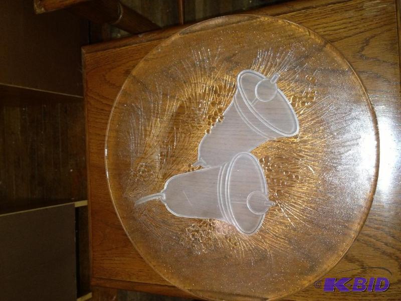 lot 90 image: Etched Glass Serving Platter    ...
