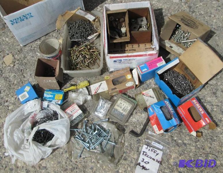Lot of assorted hardware, screws, nails, bolt...