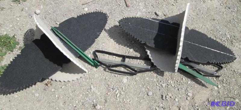Pair of foam decoys on long string with stake...