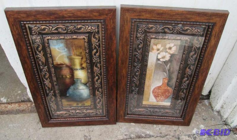 lot of two pictures, both have wood frames wi...