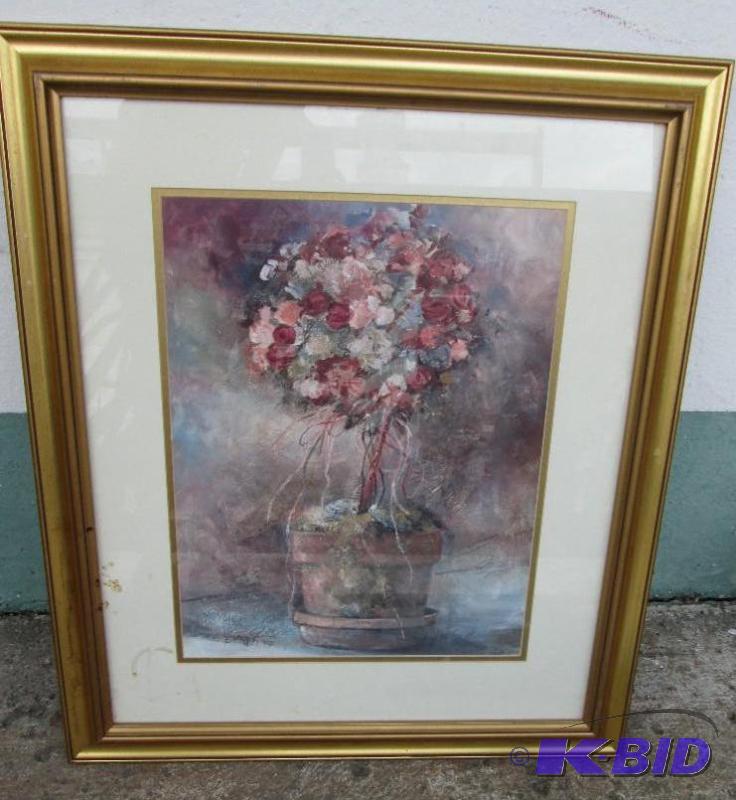 flower in vase picture with golden fram, 24in...
