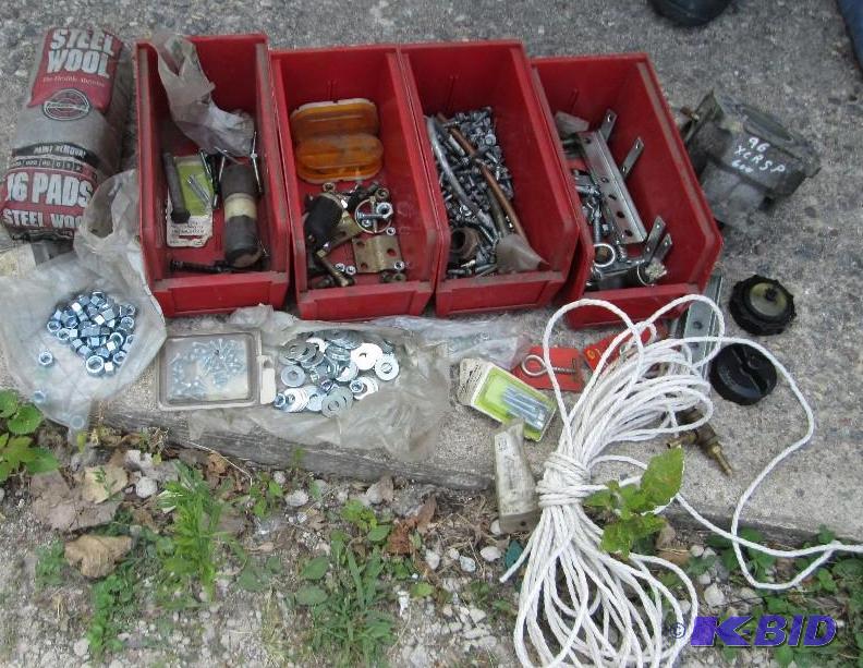 Lot of assorted nuts bolts clamps steel wool ...