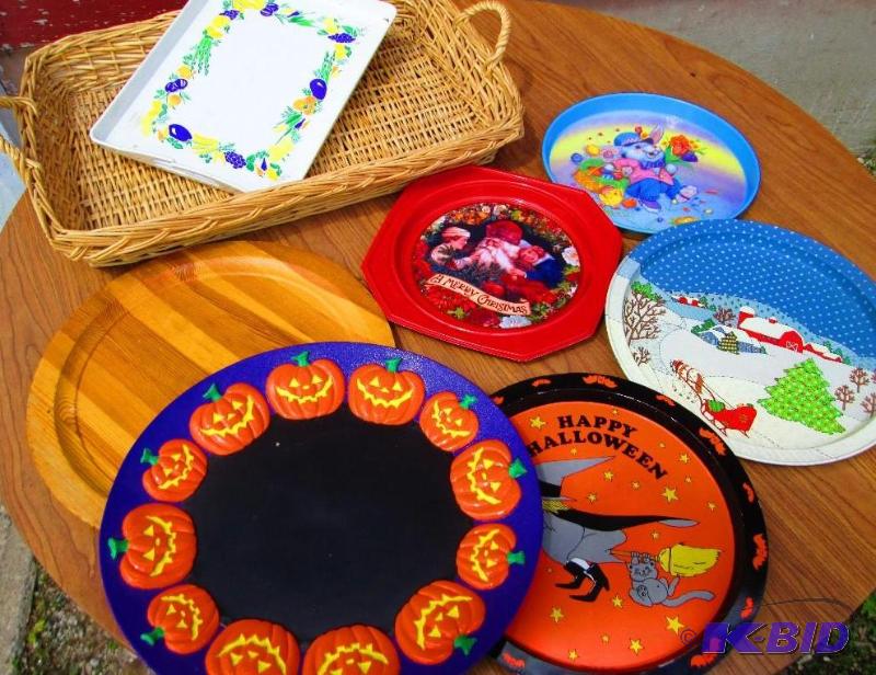 lot 159 image: Lot of metal and wood platters...