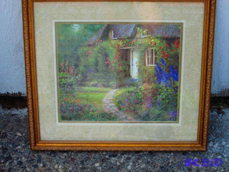 lot 185 image: White door Cottage matted print, was $100 at ...