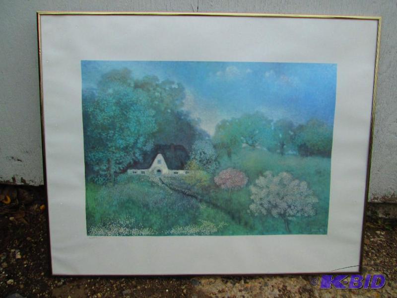 lot 186 image: Dahl signed print with German sticker on back...