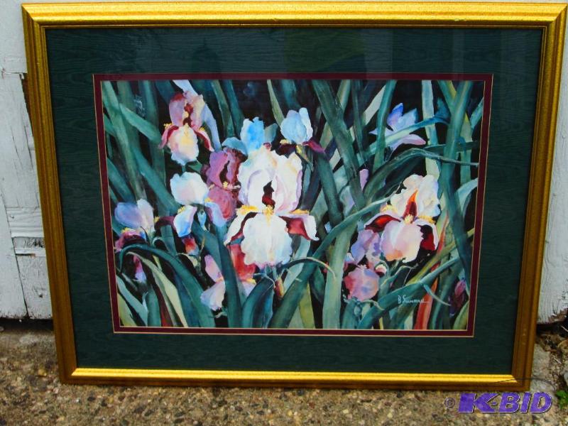 lot 187 image: Floral print in matted glass frame by Paragon...