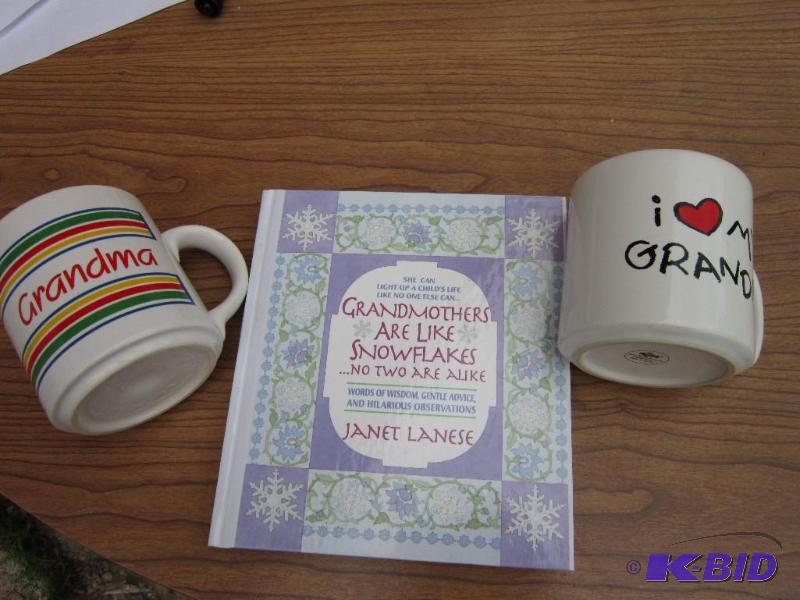 lot 25 image: Grandmother book and mugs...