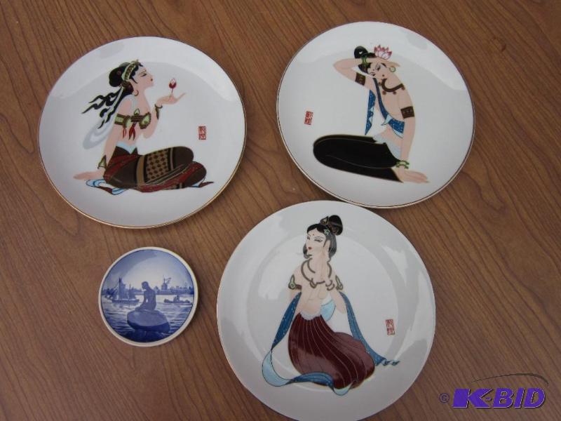 lot 28 image: 3 Chinese plates and smaller Denmark plate...