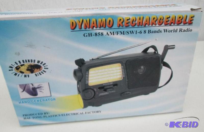 lot 43 image: Dynamo hand crank AM FM radio, 8 band...