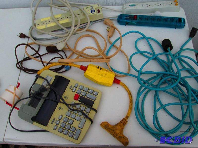 lot 59 image: Assorted electrical cords, power strips, etc....