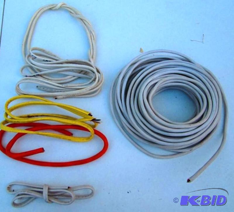 lot 66 image: Lot of 3 way wire, one large roll, 4 single w...