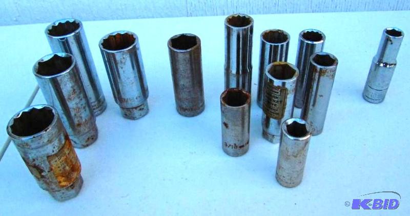 lot 70 image: Assorted deep sockets and plug wrenches, size...