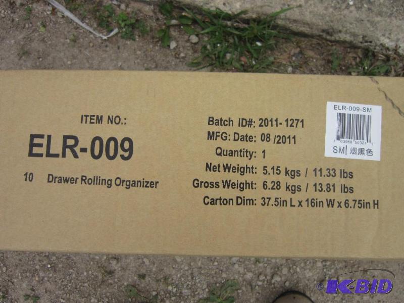 lot 9 image: Brand new 10 drawer rolling organizer on lock...