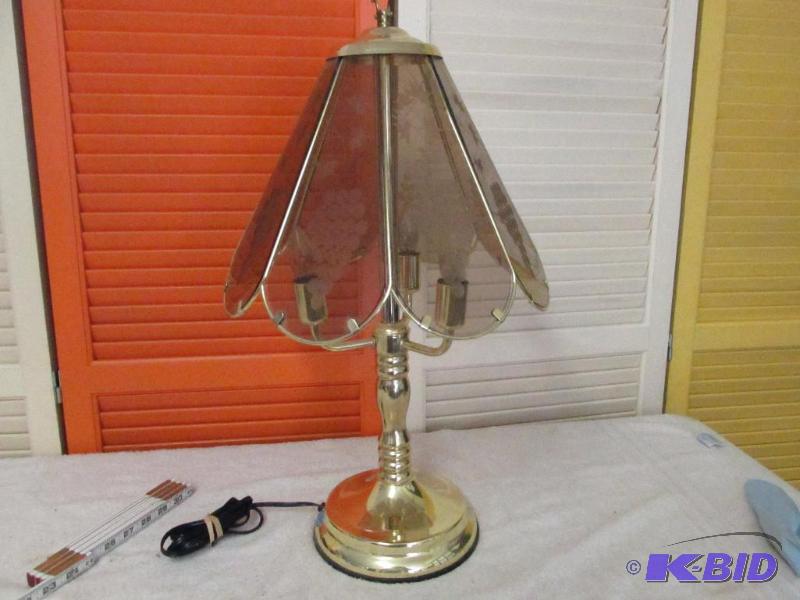 lot 52 image: Lamp with Glass Shade.