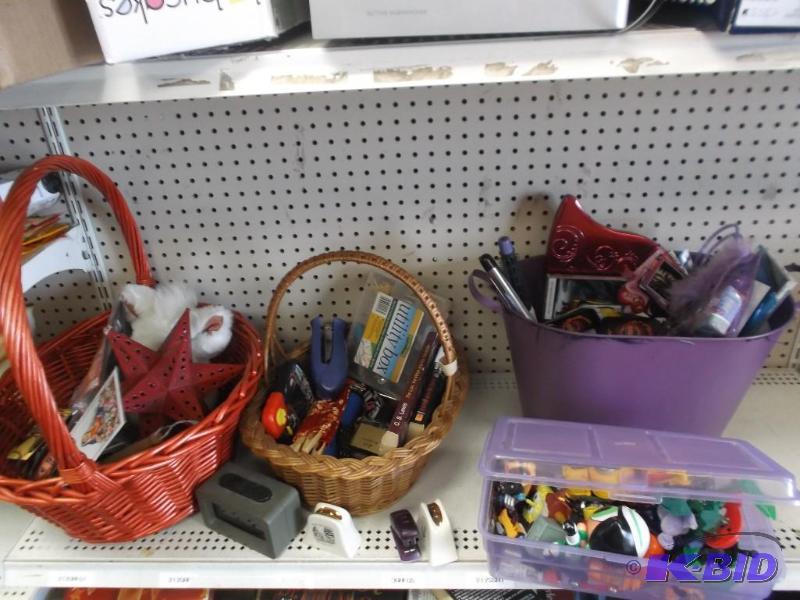 Basket Lot Of Random Items, Cards, Staplers, ...