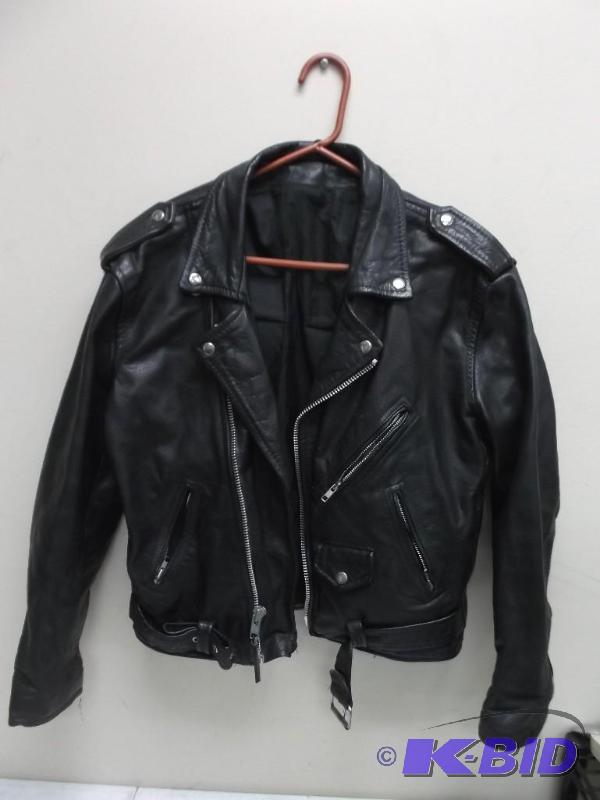 Leather Zipper Buckle Jacket, No Size, Used, ...