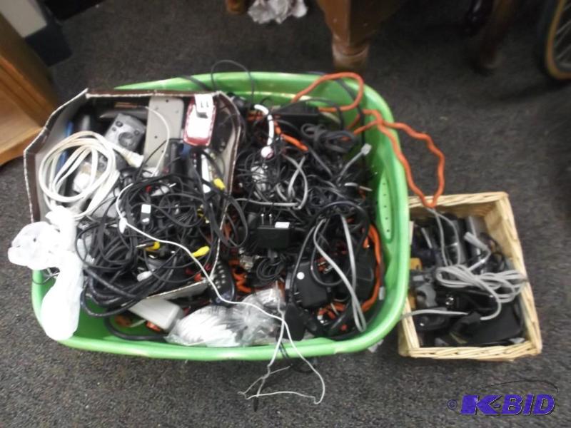 Green Bin Filled With Wires And Cords...