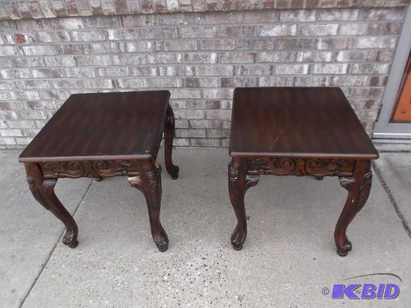 Pair Of End Tables. Have Some Wear, Scuffs...