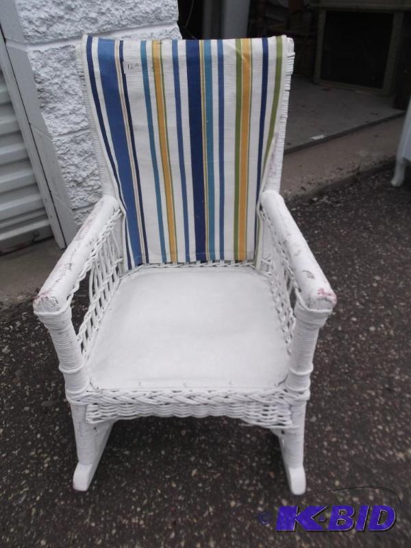 Small Whicker Chair, Some Wear Tears, Painted...