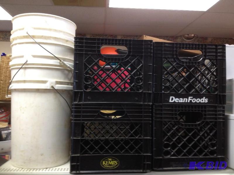 Lot Of Milk Crates And Buckets, Used, Some We...