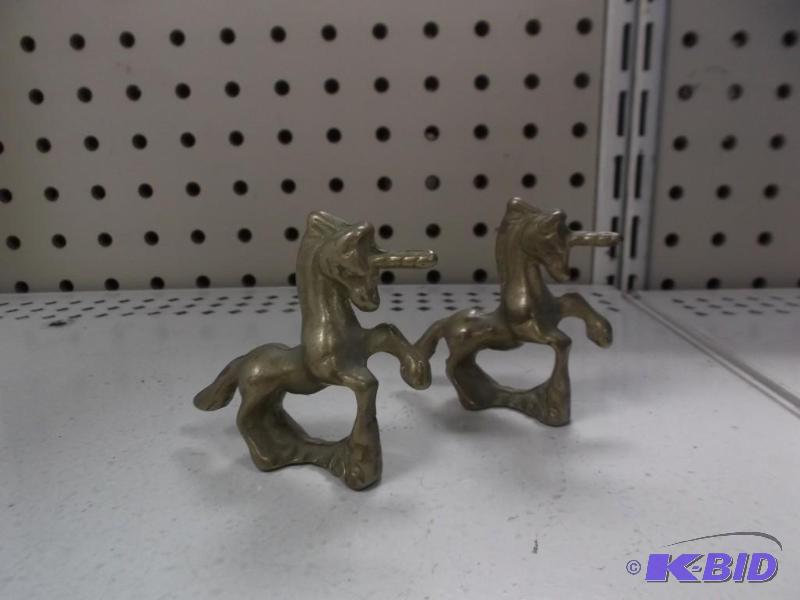 Pair Of Small Brass Unicorn Figures...