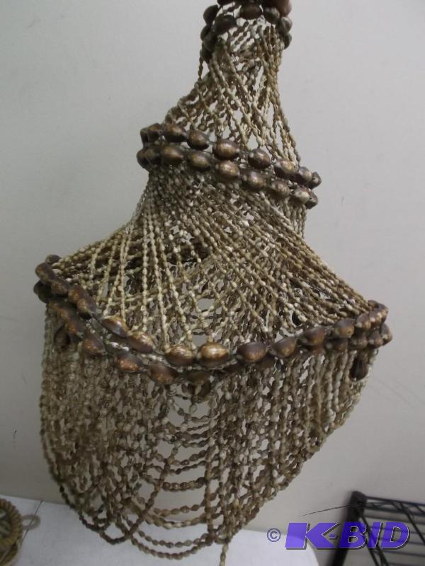Sea Shell Chandelier Folk Art, Some Wear, Doe...