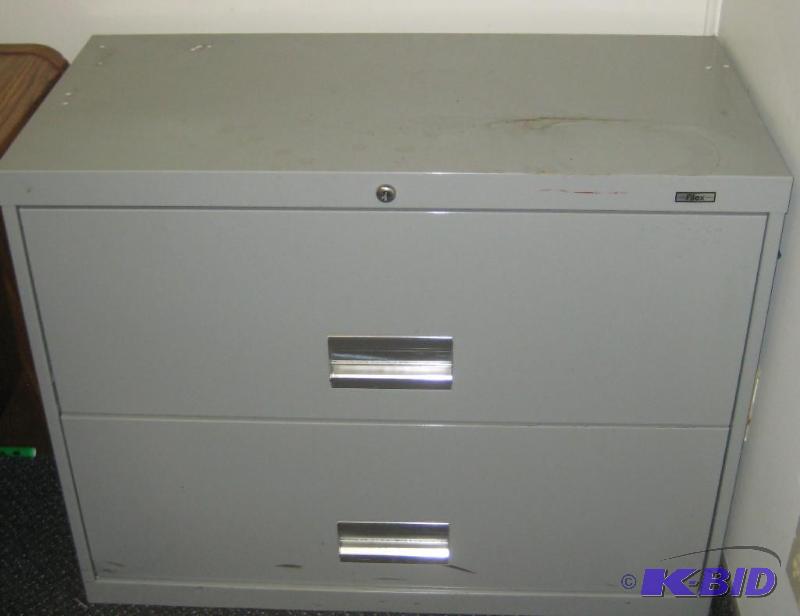 Gray Metal 2 Drawer Lateral Filing Cabinet