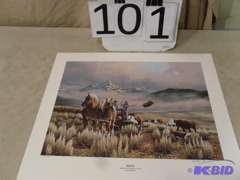 lot 101 image: West 1986 Farm Conservation Print by Rick Kel...
