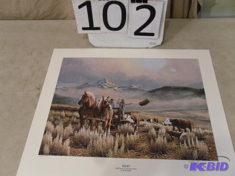 lot 102 image: West 1986 Farm Conservation Print by Rick Kel...