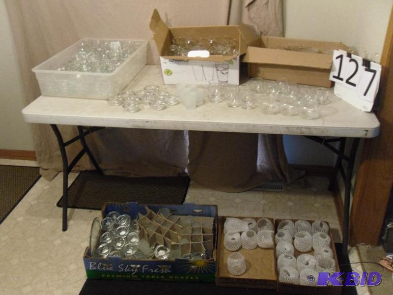 lot 127 image: Large Lot of Assorted Glass Votive Holders. M...